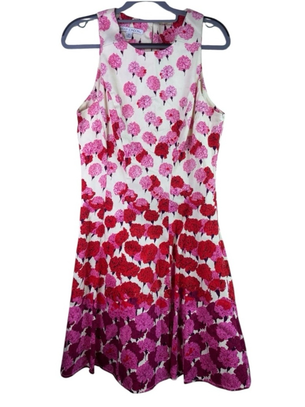 Maggy London Cream Dress with Pink & Red Floral Print